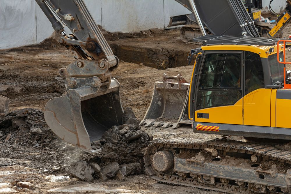 Excavators working on a construction site